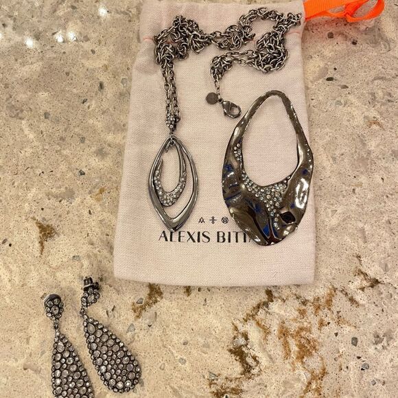 ❤️SOLD❤️ALEXIS BITTAR Suspended Faceted Green Hematite Pendant Necklace - Picture 8 of 9